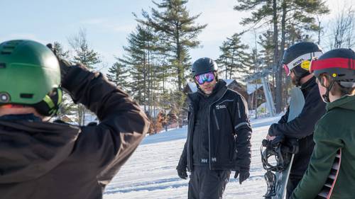 Ski instructor leads a lesson