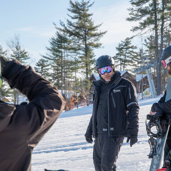 Ski instructor leads a lesson