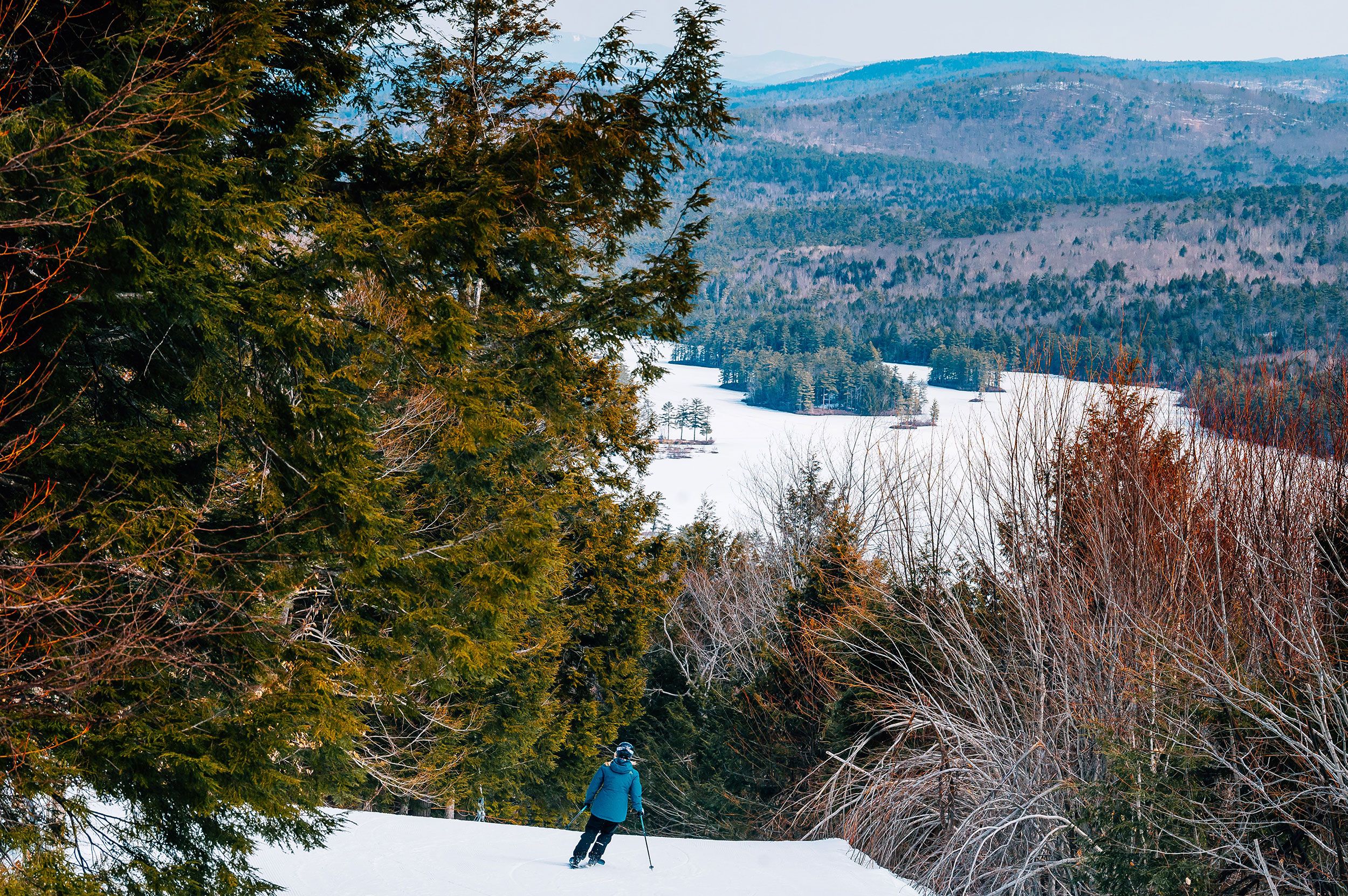 Women with lake background