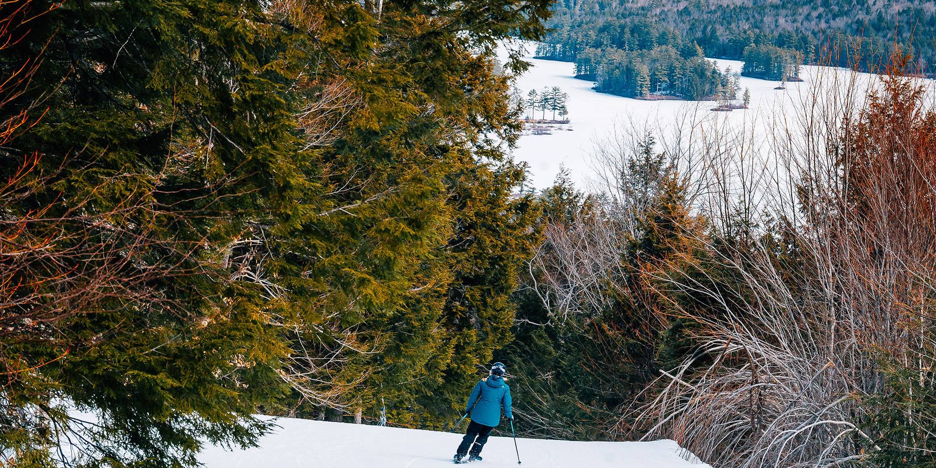 Women with lake background