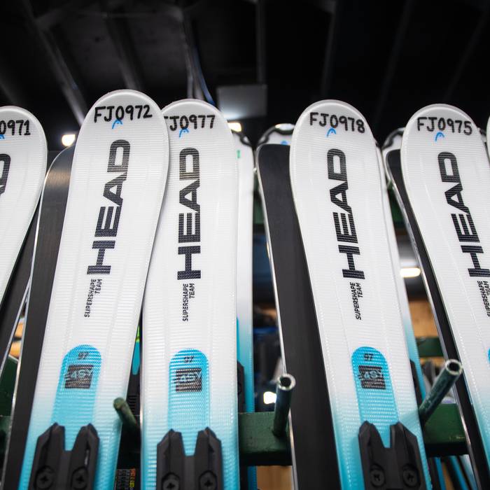 Rentals skis close up