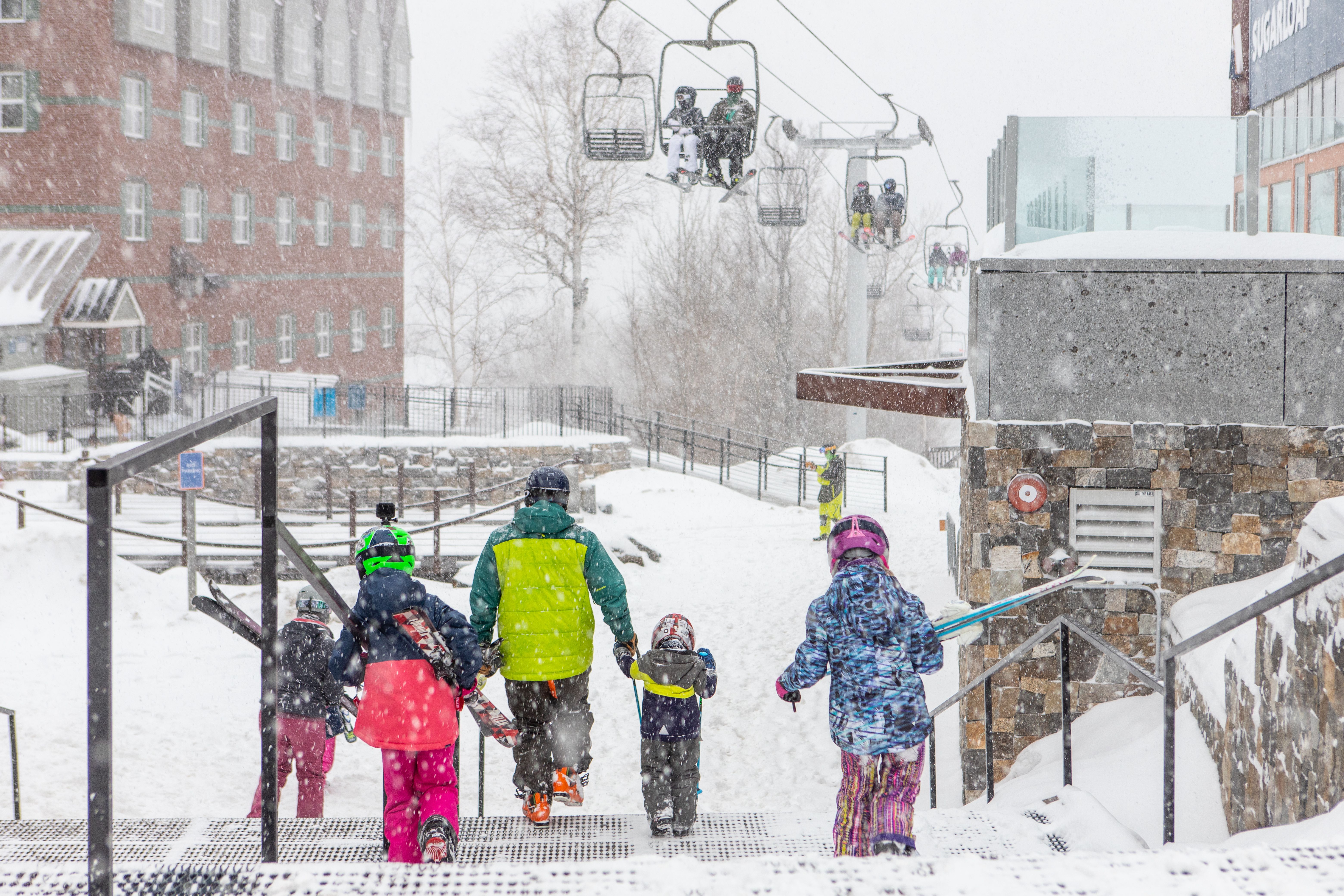 Kids walking in the snow