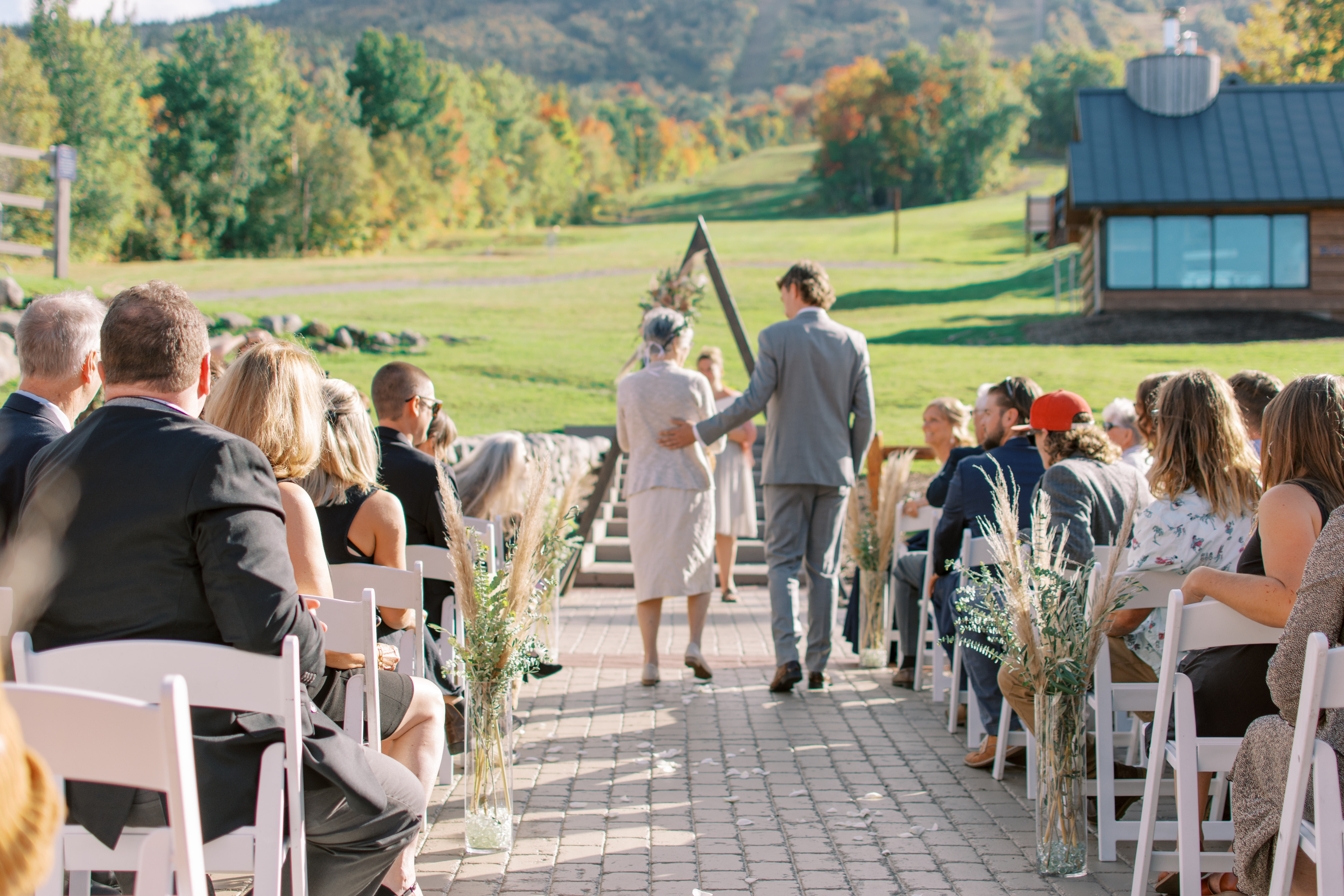 Groom walking down the aisle 