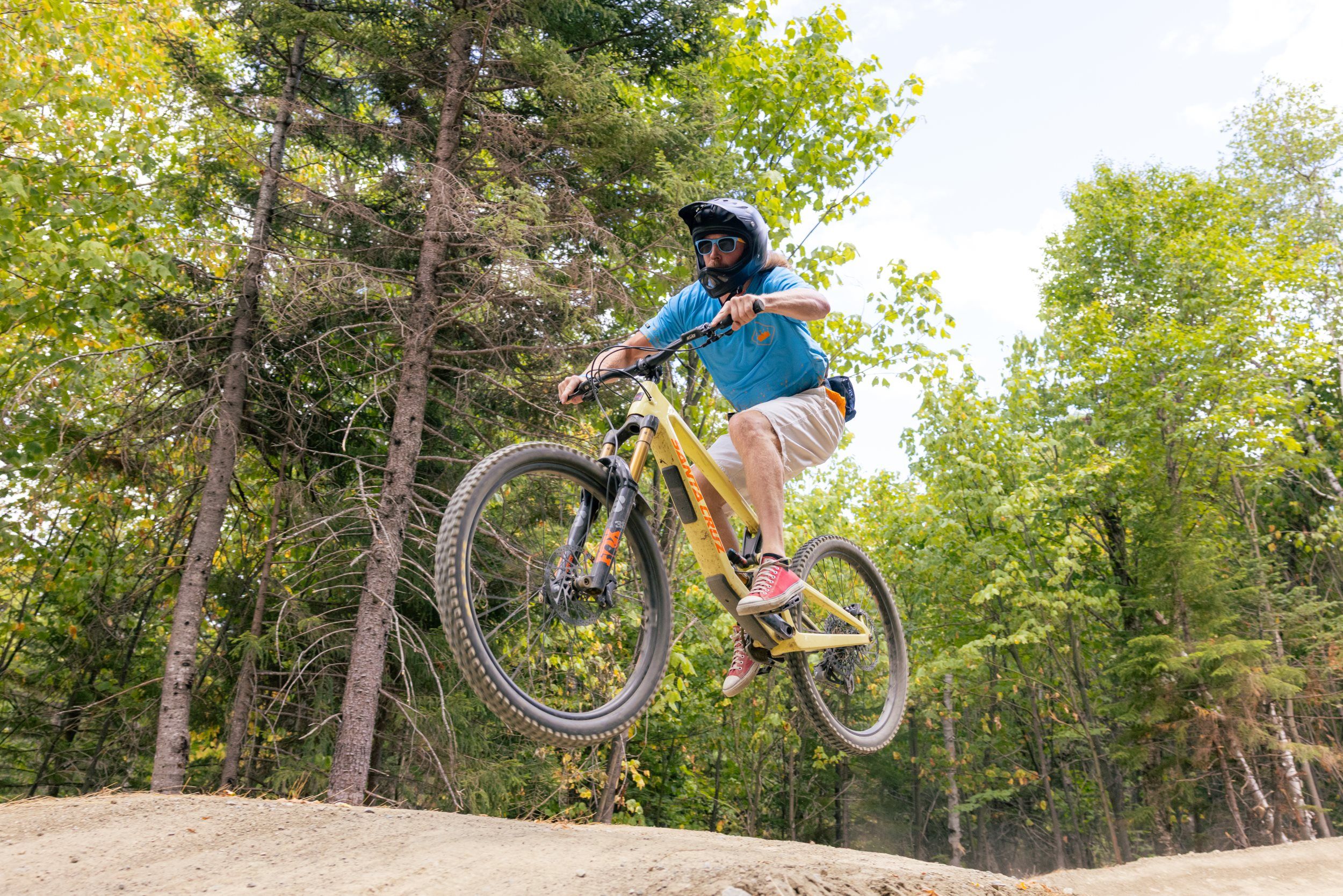 Biker bunny hopping jump