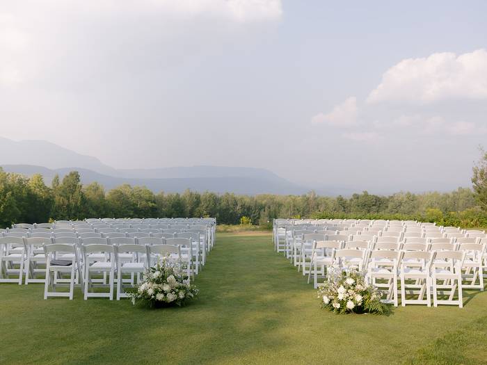 Chairs set up on the golf course