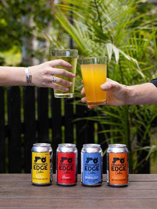 Freedoms Edge Cider cans