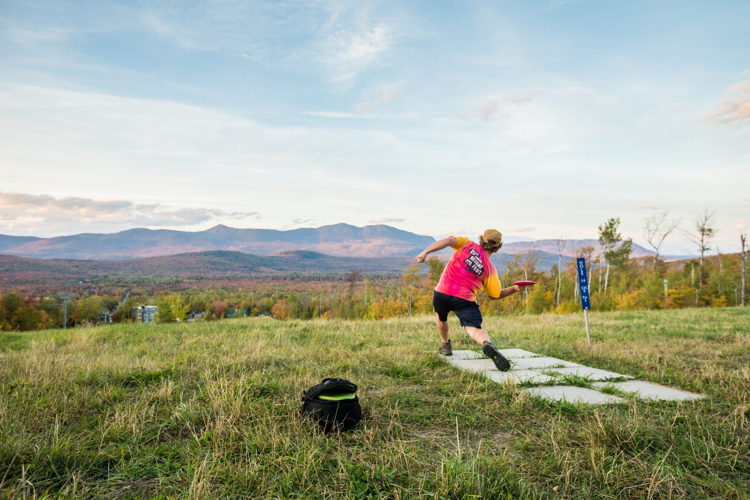 Disc Golf player mid throw