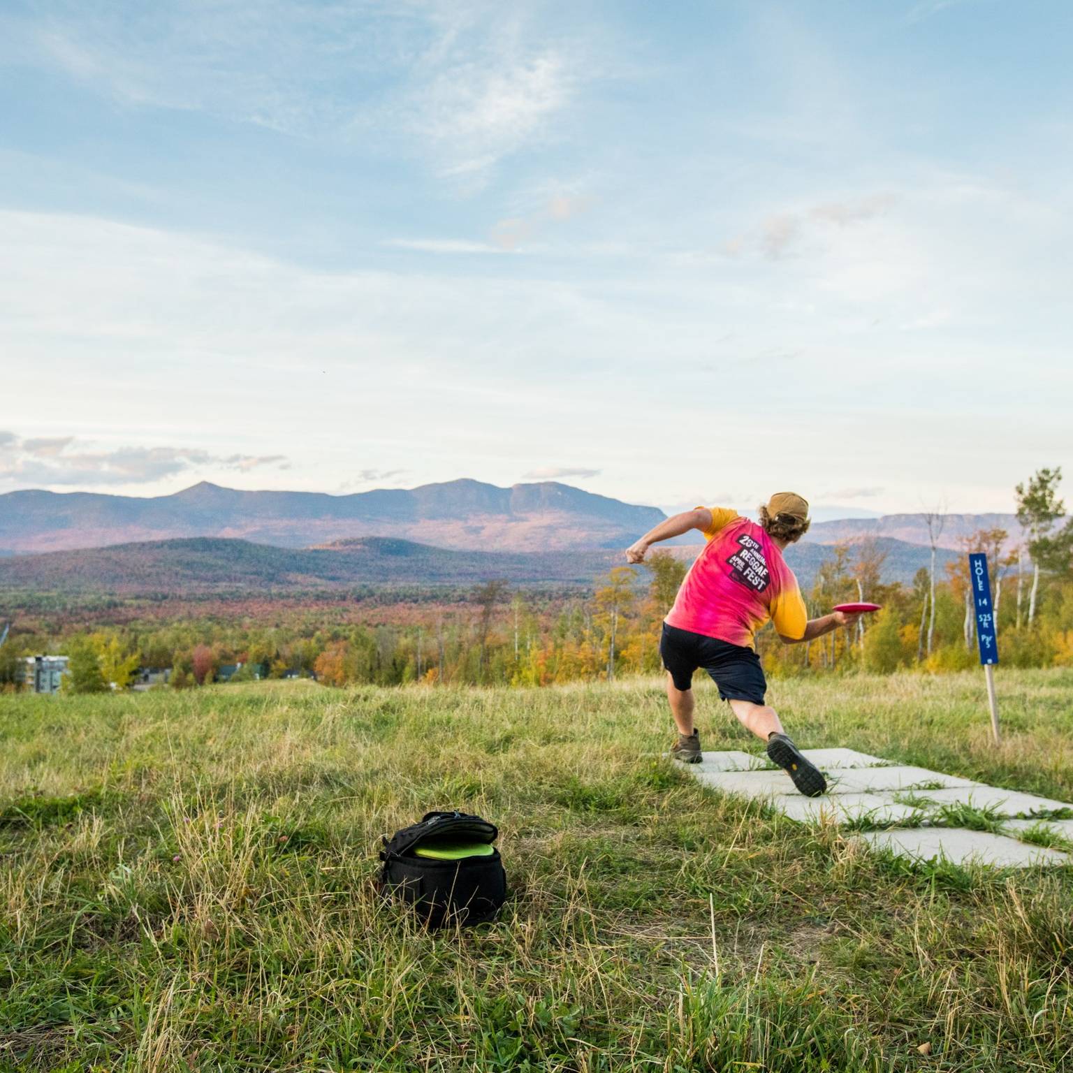 Disc Golf player mid throw