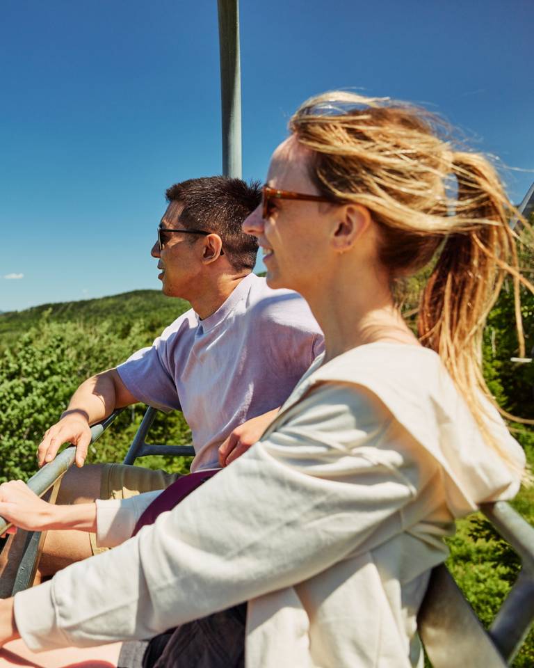couple on scenic lift ride