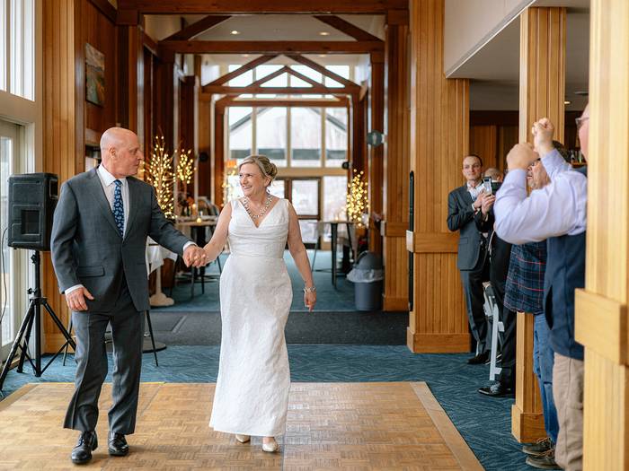 Couple entering strokes dance floor