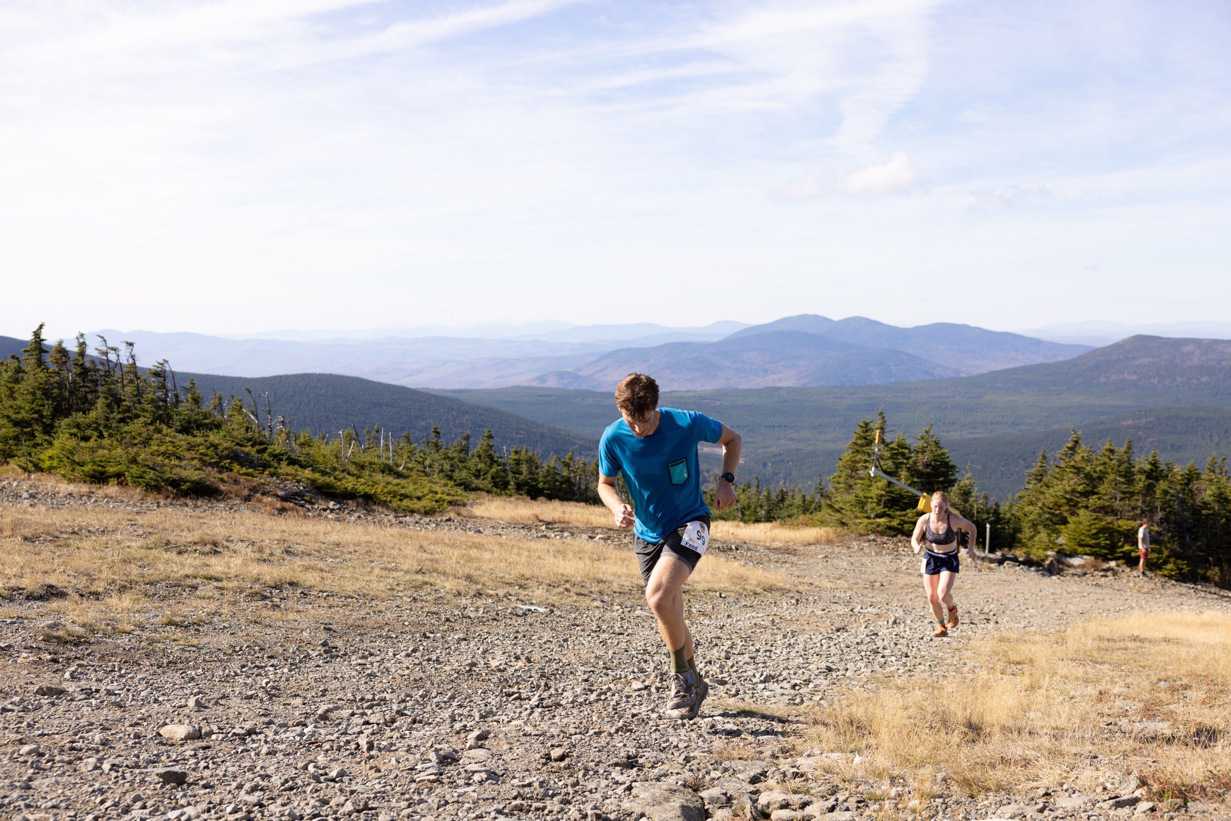 Runners in the uphill climb