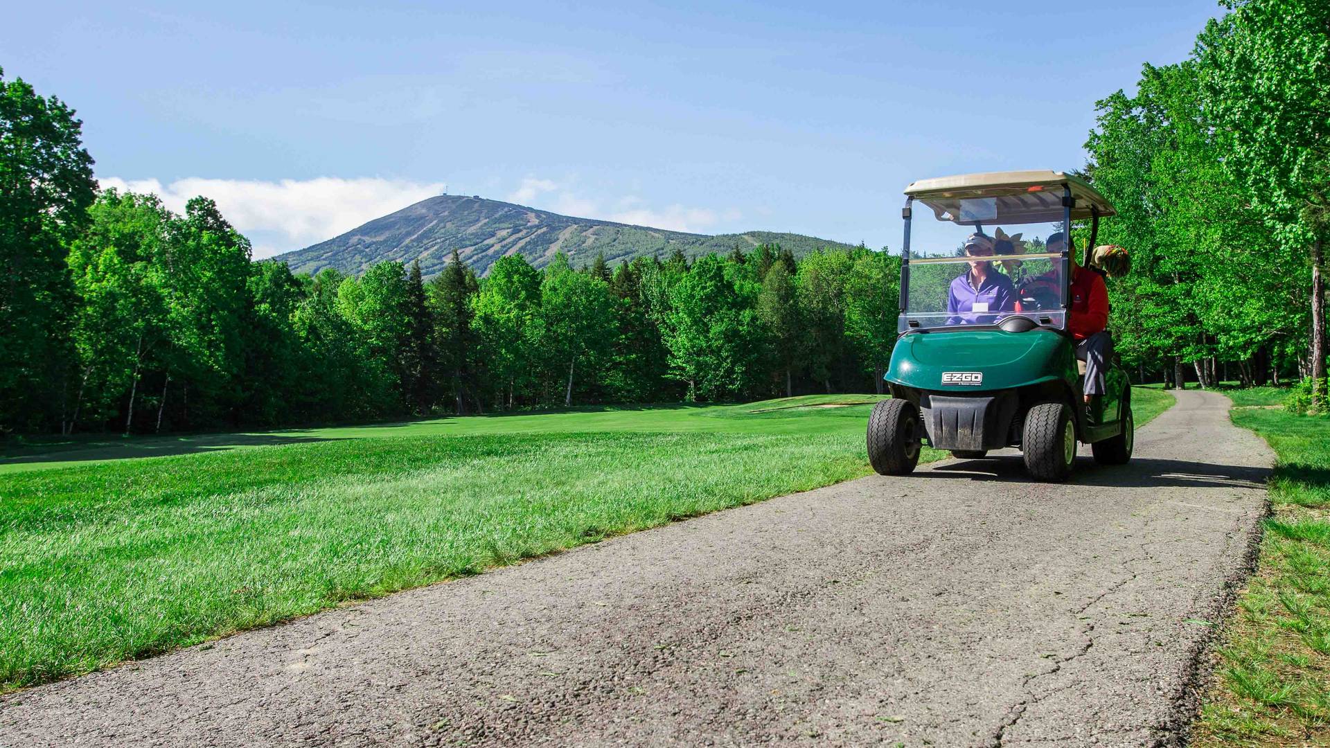 Golfers in a golf cart