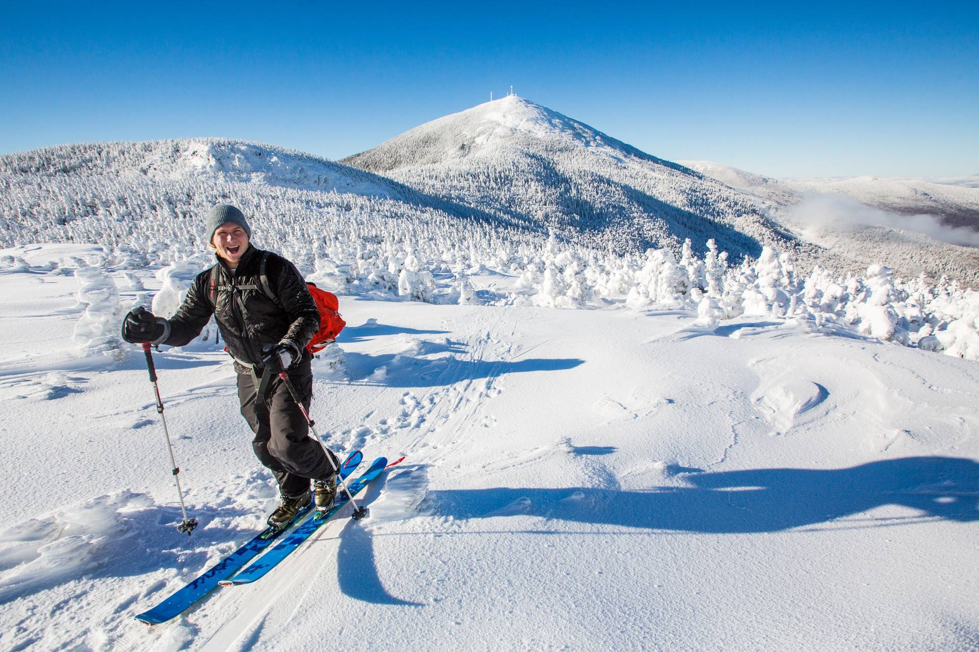 Uphill skier on Burnt Mountain