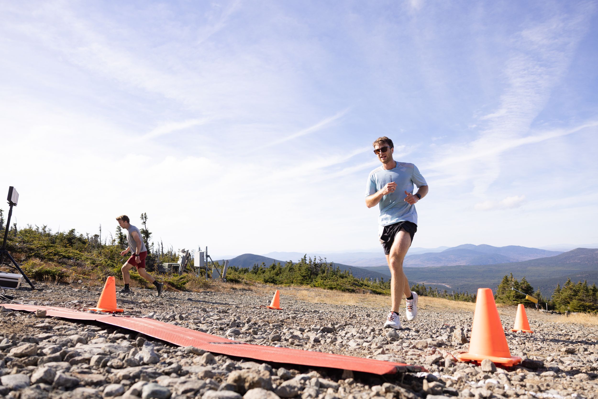 Man running up hill