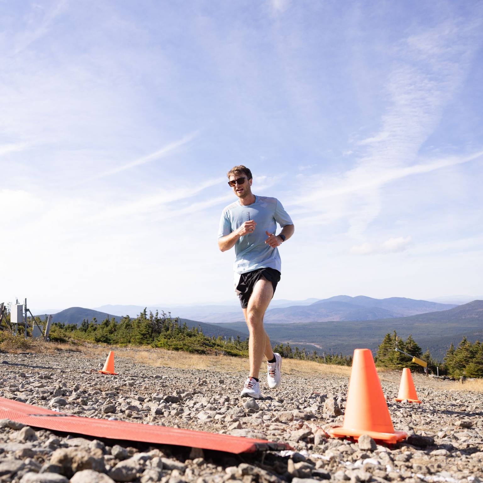 Man running up hill