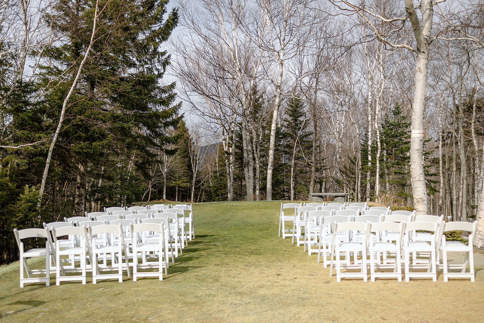 Winter wedding chair setup
