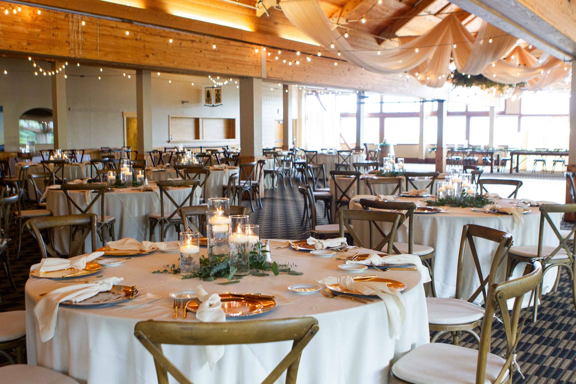 King Pine room decorated for a wedding reception