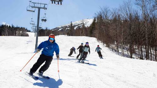 Instructor with adult ski group
