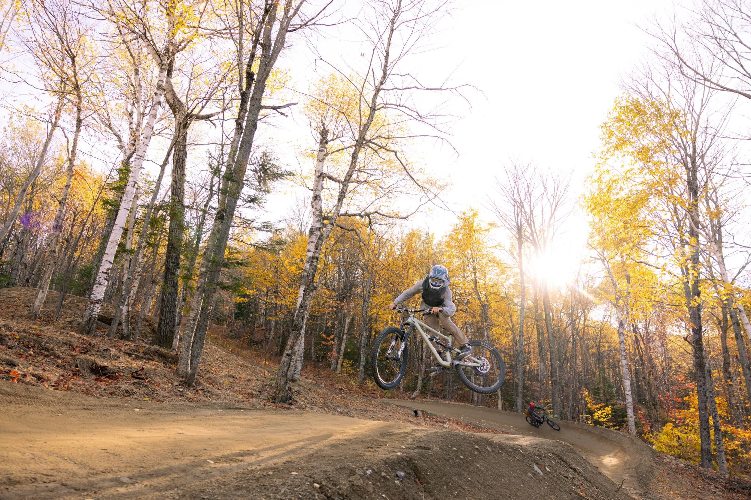 Young biker on berm