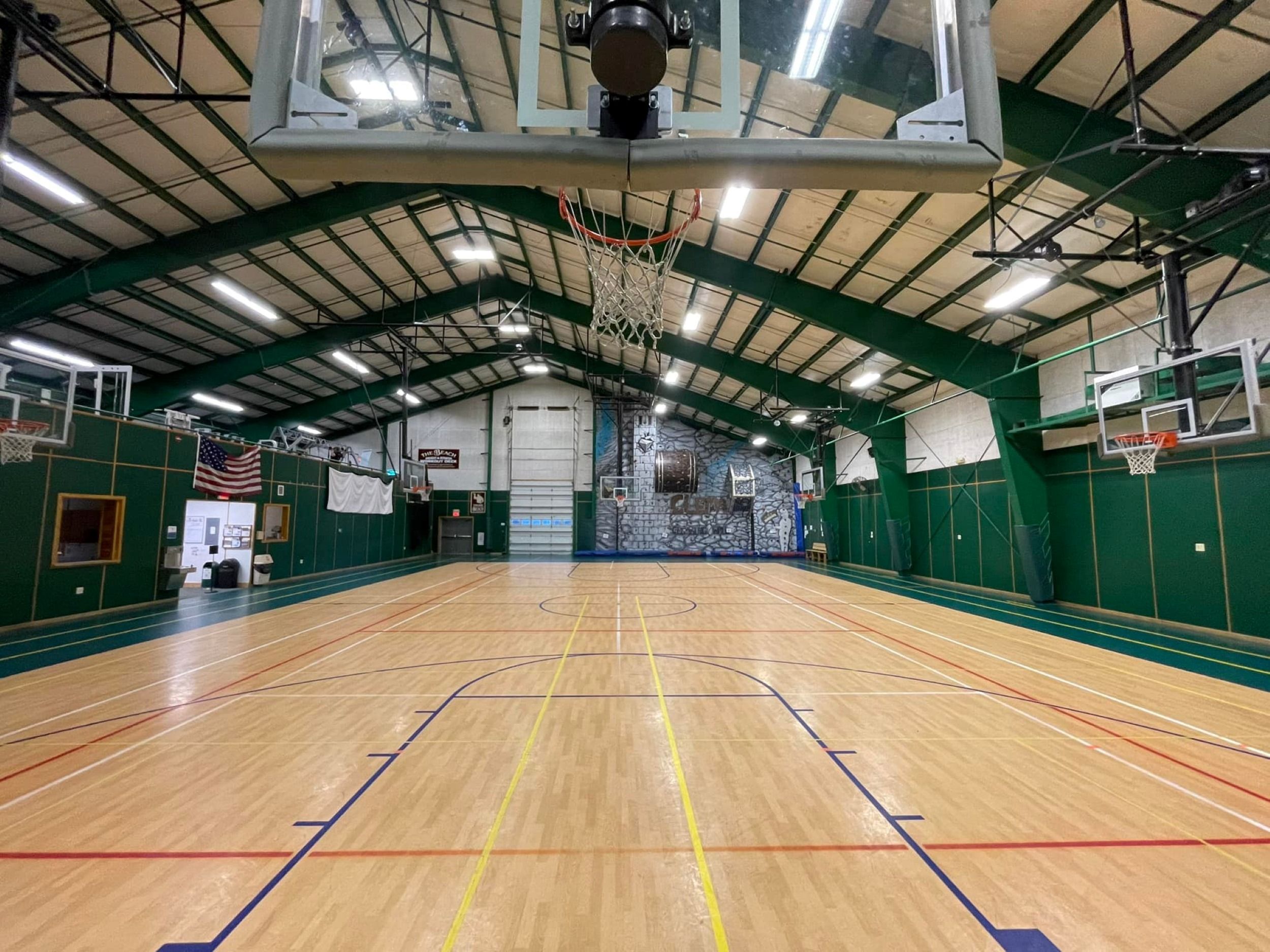 Basketball court waiting for you to score some 3 pointers 