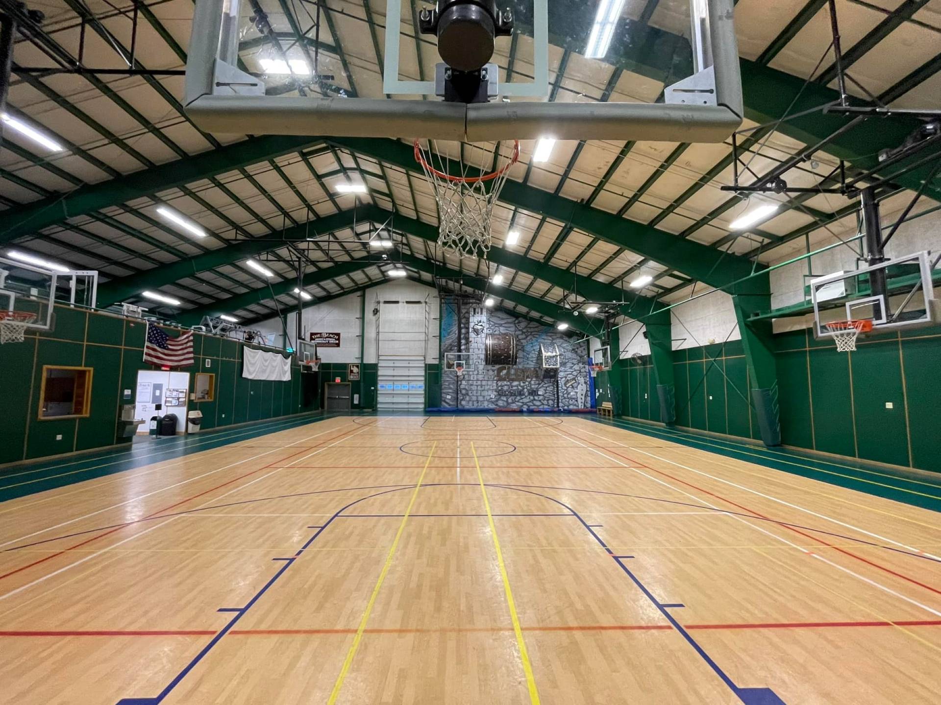 Basketball court waiting for you to score some 3 pointers