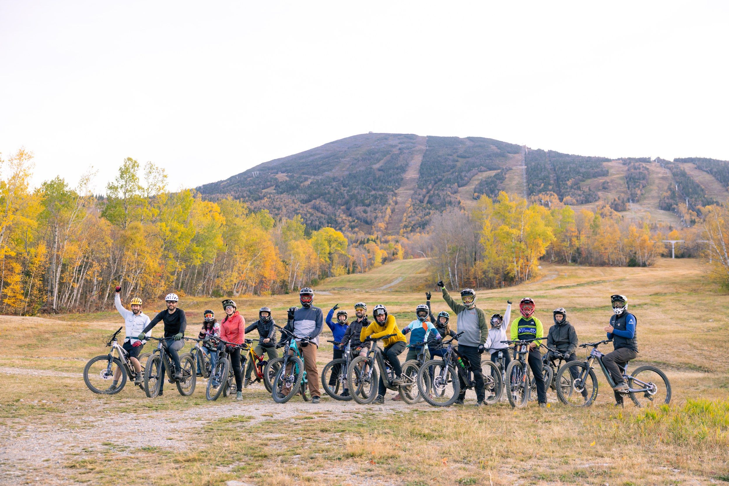 Mountain bikers celebrating