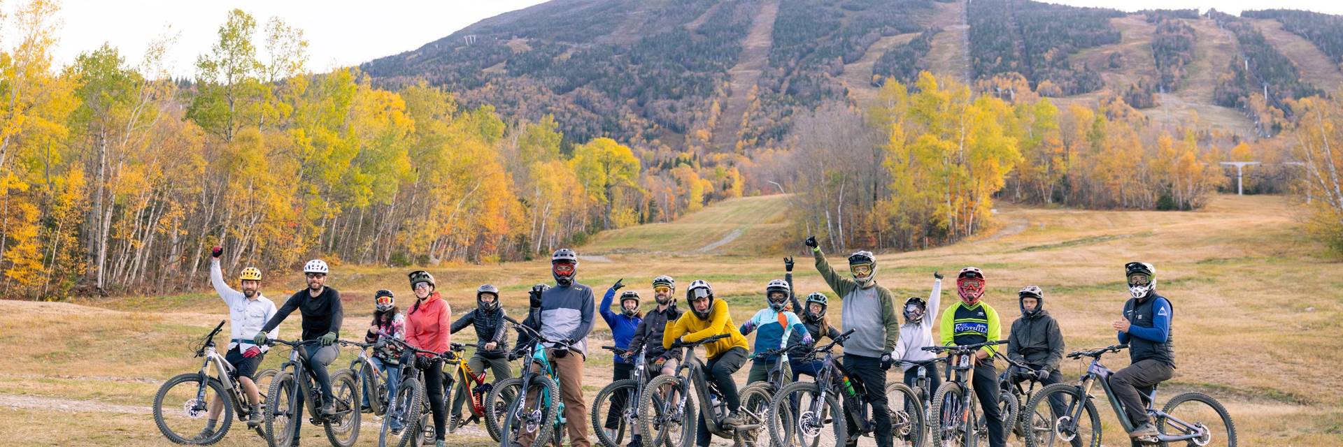 Mountain bikers celebrating