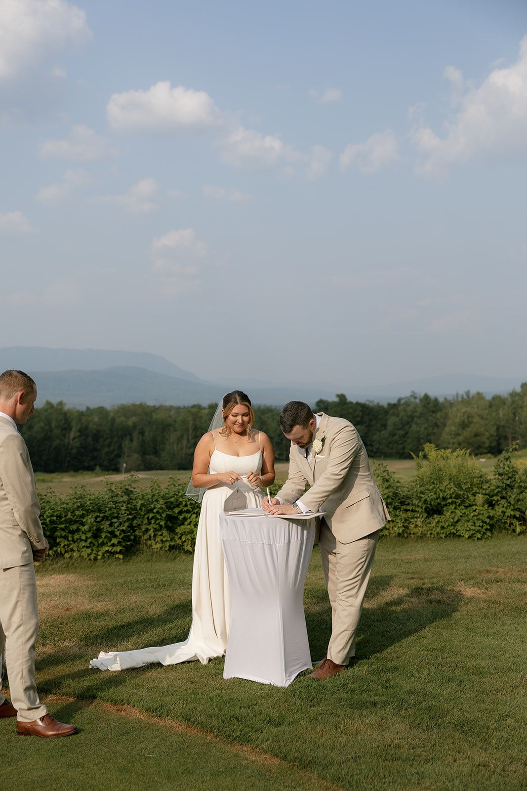 Signing marriage certificate
