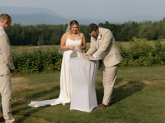 Signing marriage certificate
