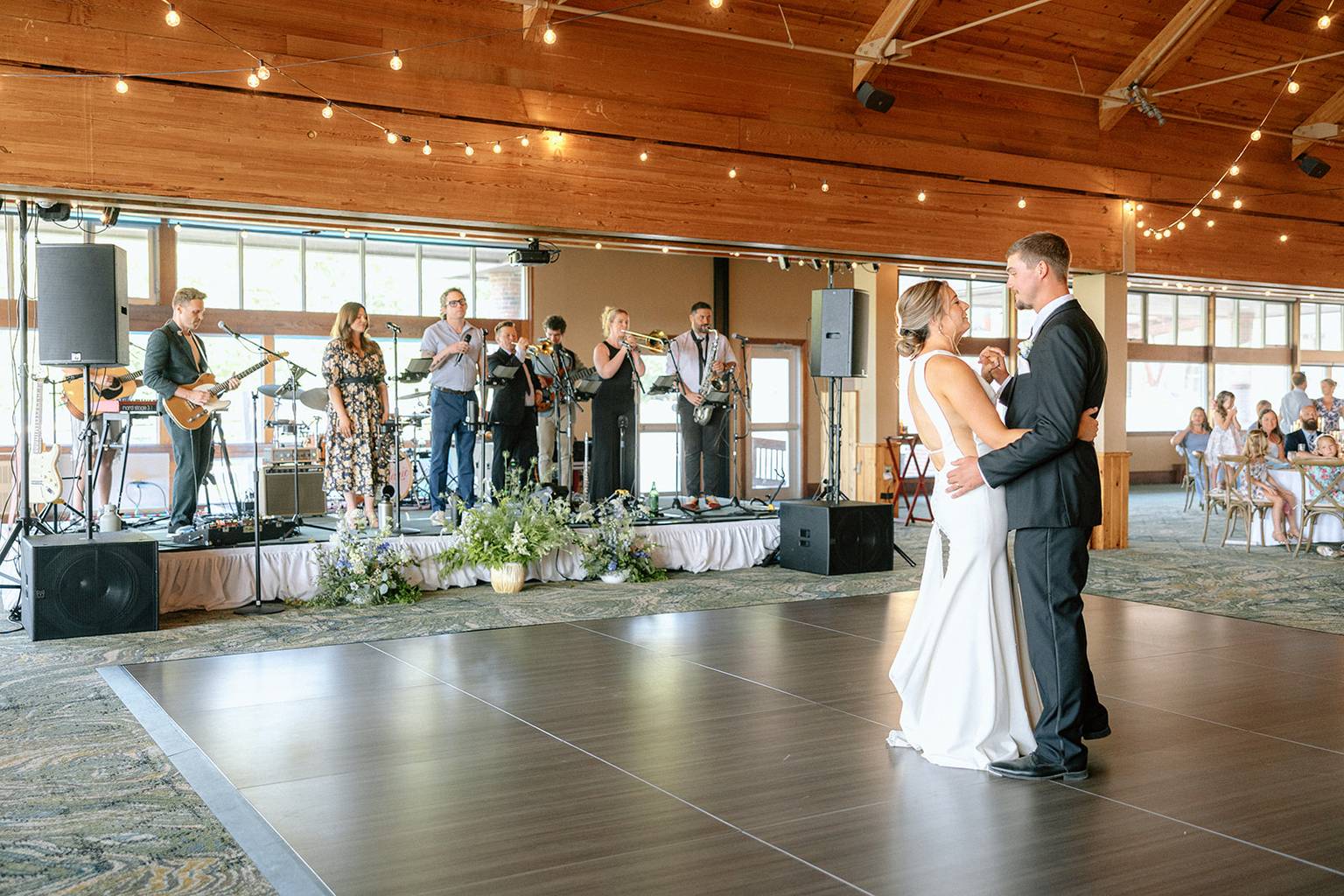Bride and groom on dance floor