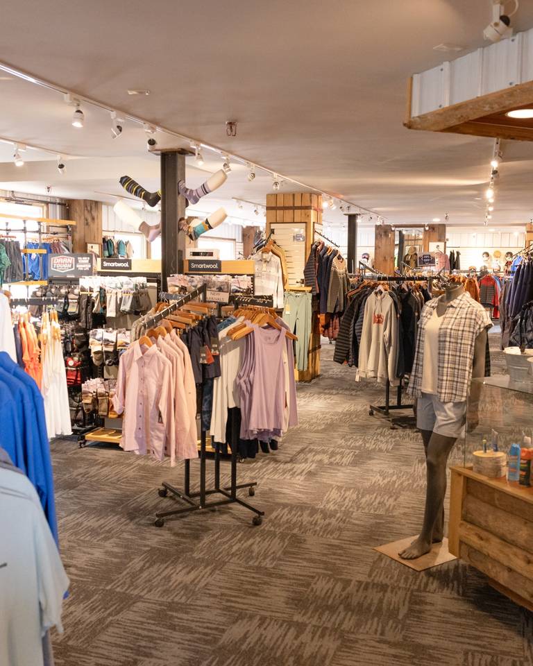 Retail racks at Downhill Supply Co.