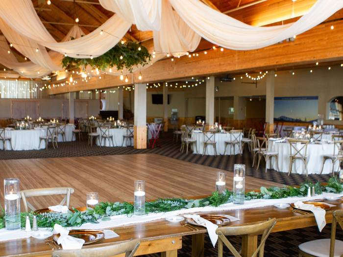 Wedding reception dance floor in King Pine Room