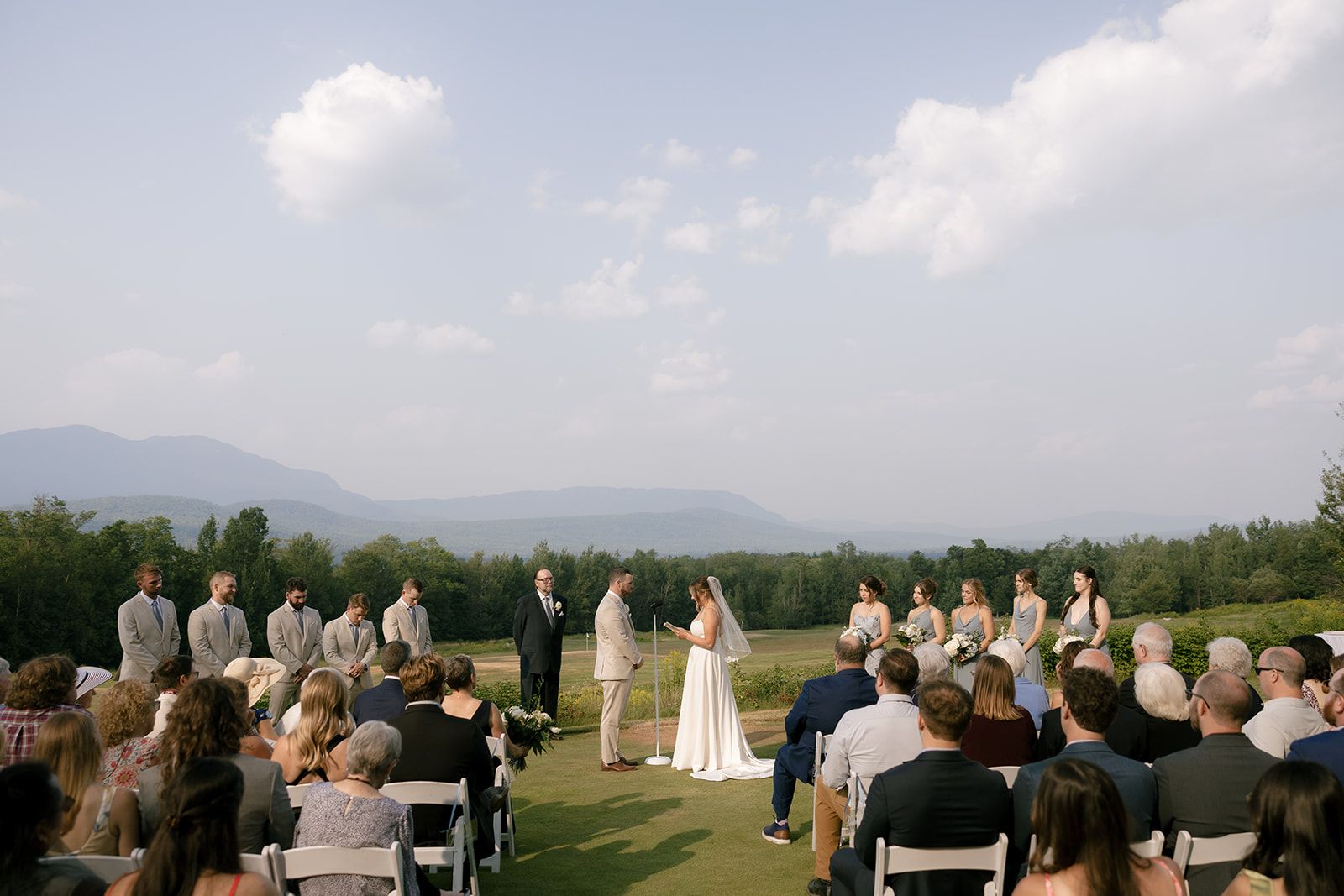 Bride and groom reciting vows