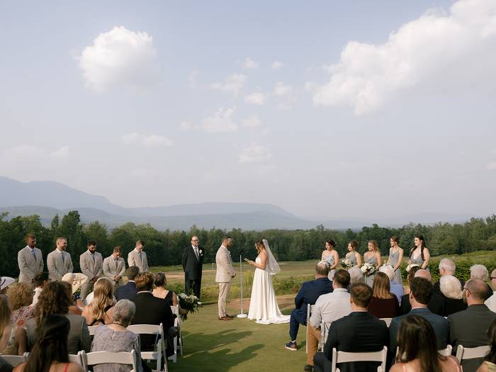 Bride and groom reciting vows