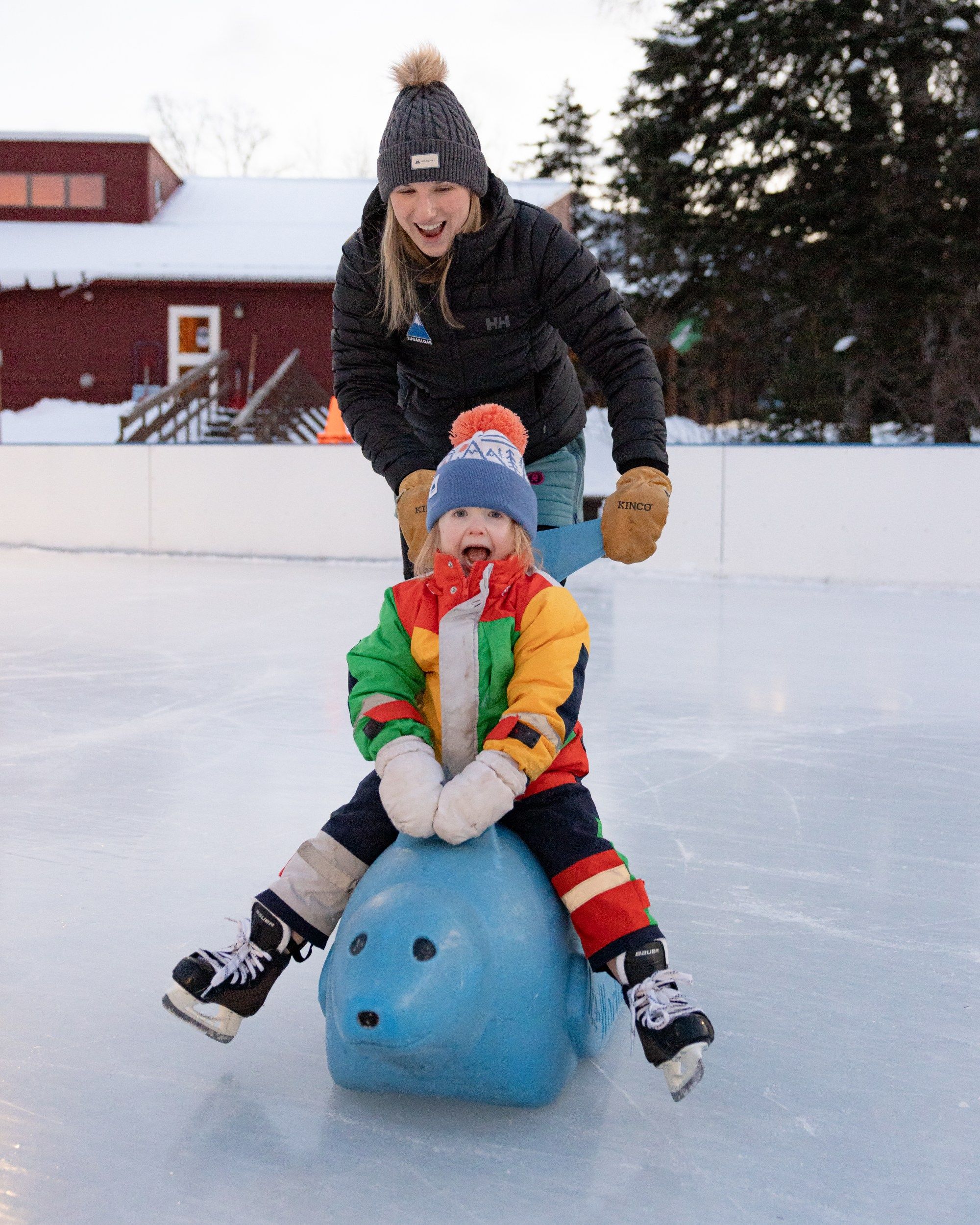 Mother and daughter on ice