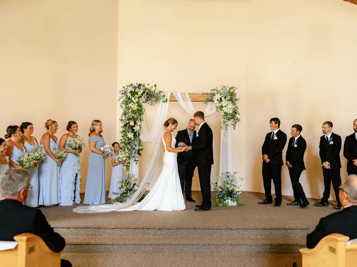 Bride and groom at the alter
