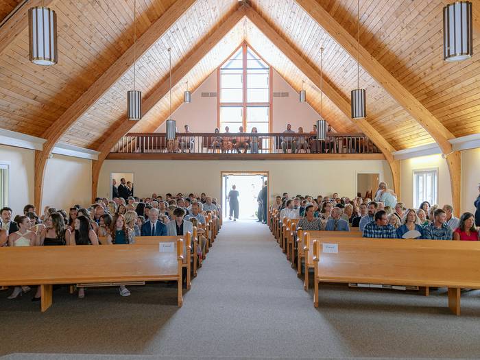 View of church with guests
