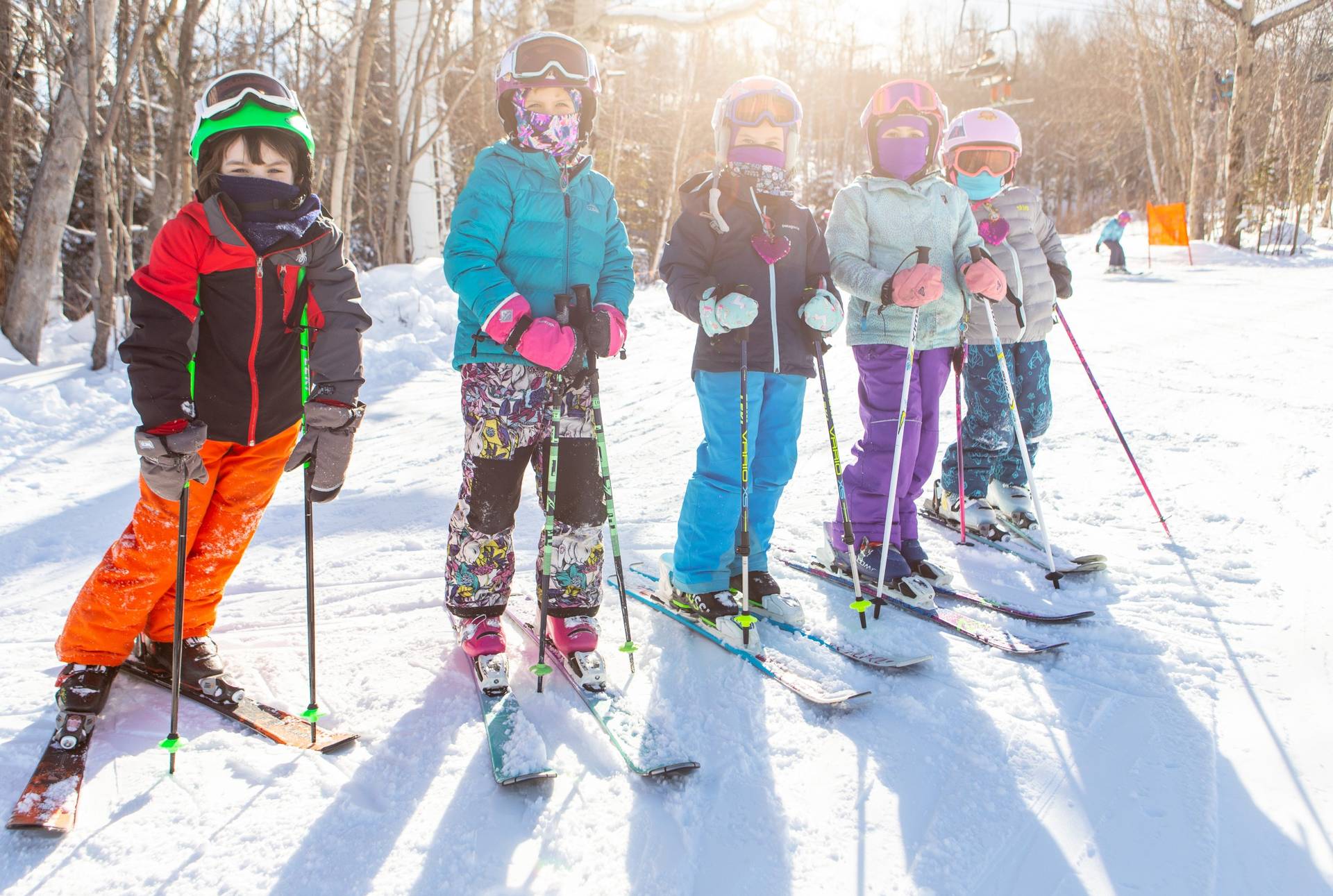 Children on a ski trail