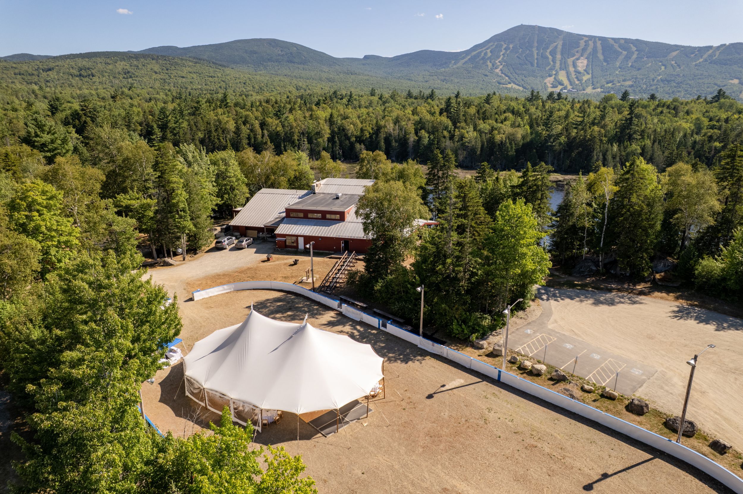 Tent setup in hockey rink