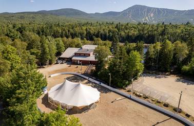 Tent setup in hockey rink
