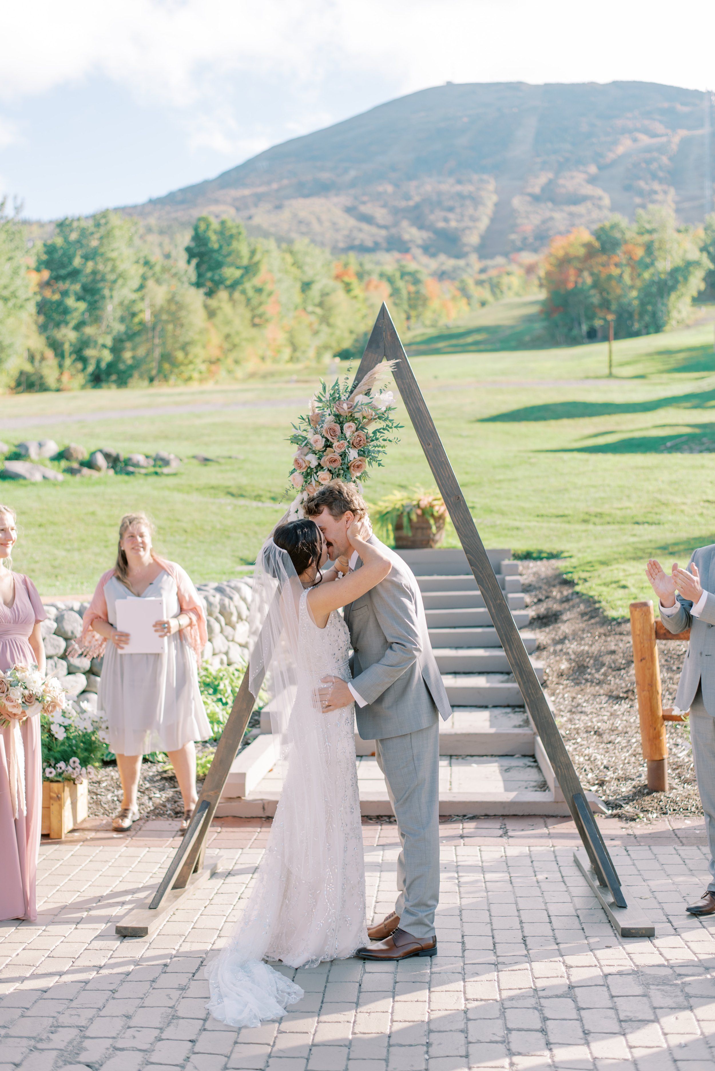Couple sharing first kiss on the Beach at Sugarloaf