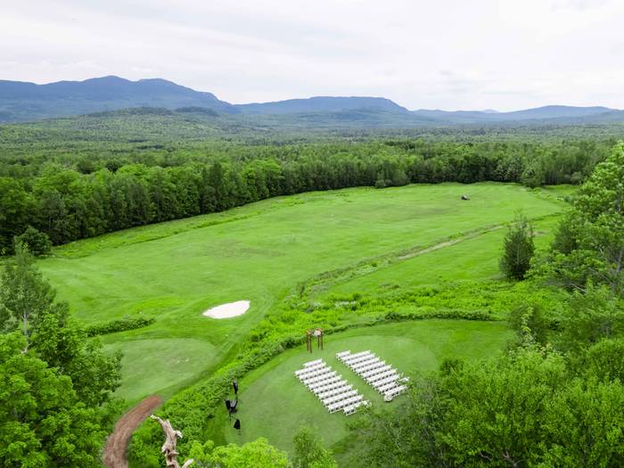 Overhead view of Sugarloaf Golf Course outdoor wedding space