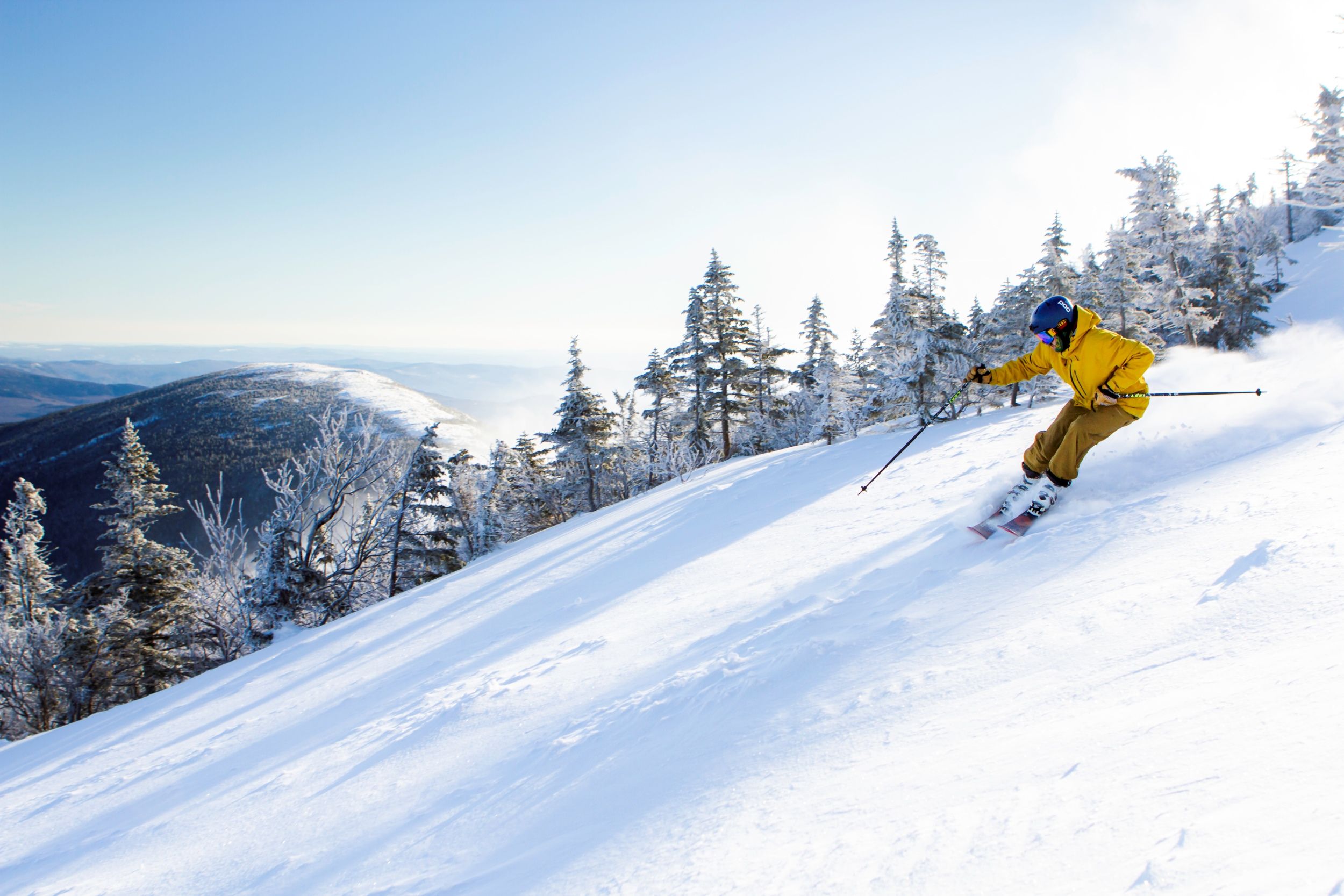 skier on groomer trail