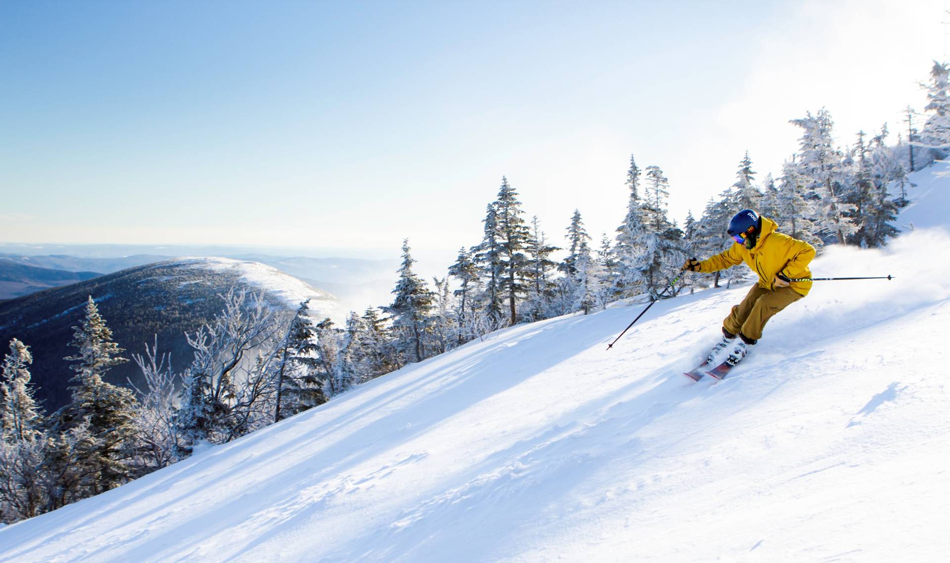 skier on groomer trail