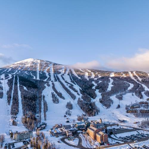 ariel view of Sugarloaf Mountain resort in winter