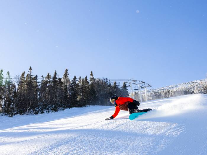 snowboarder on trail