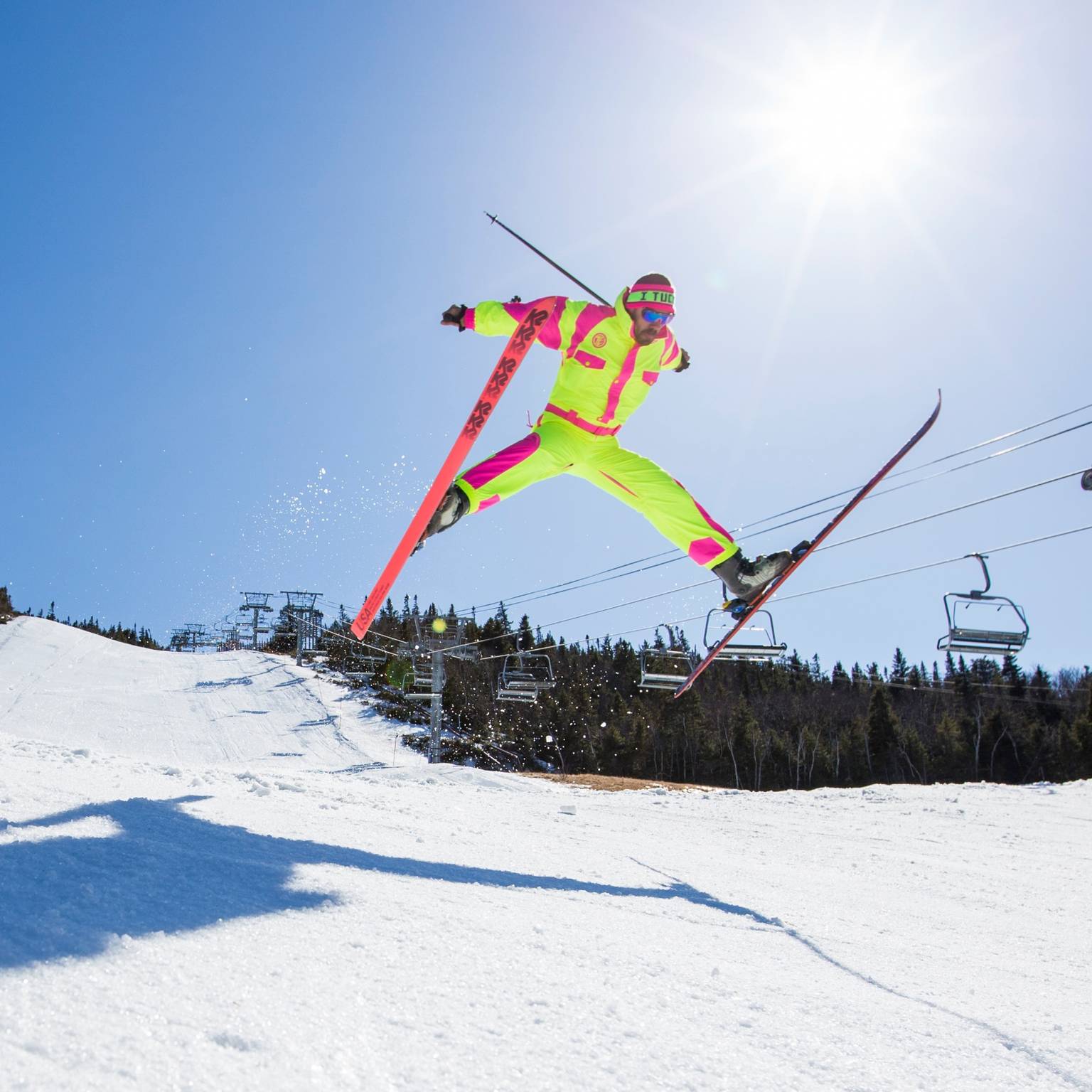 Skier in vintage outfit