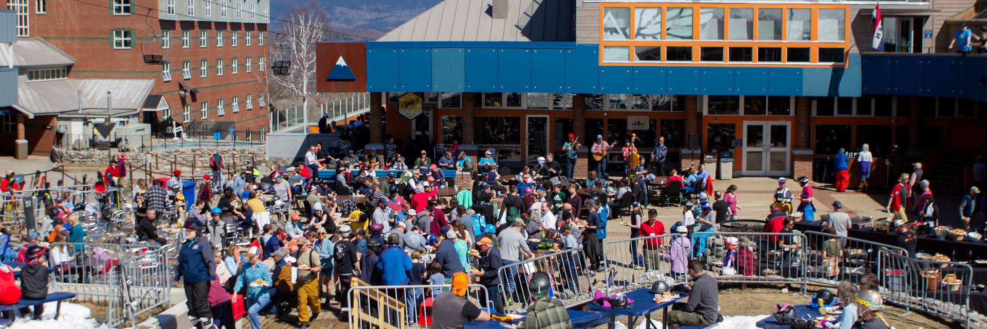 crowd gathered in the sun