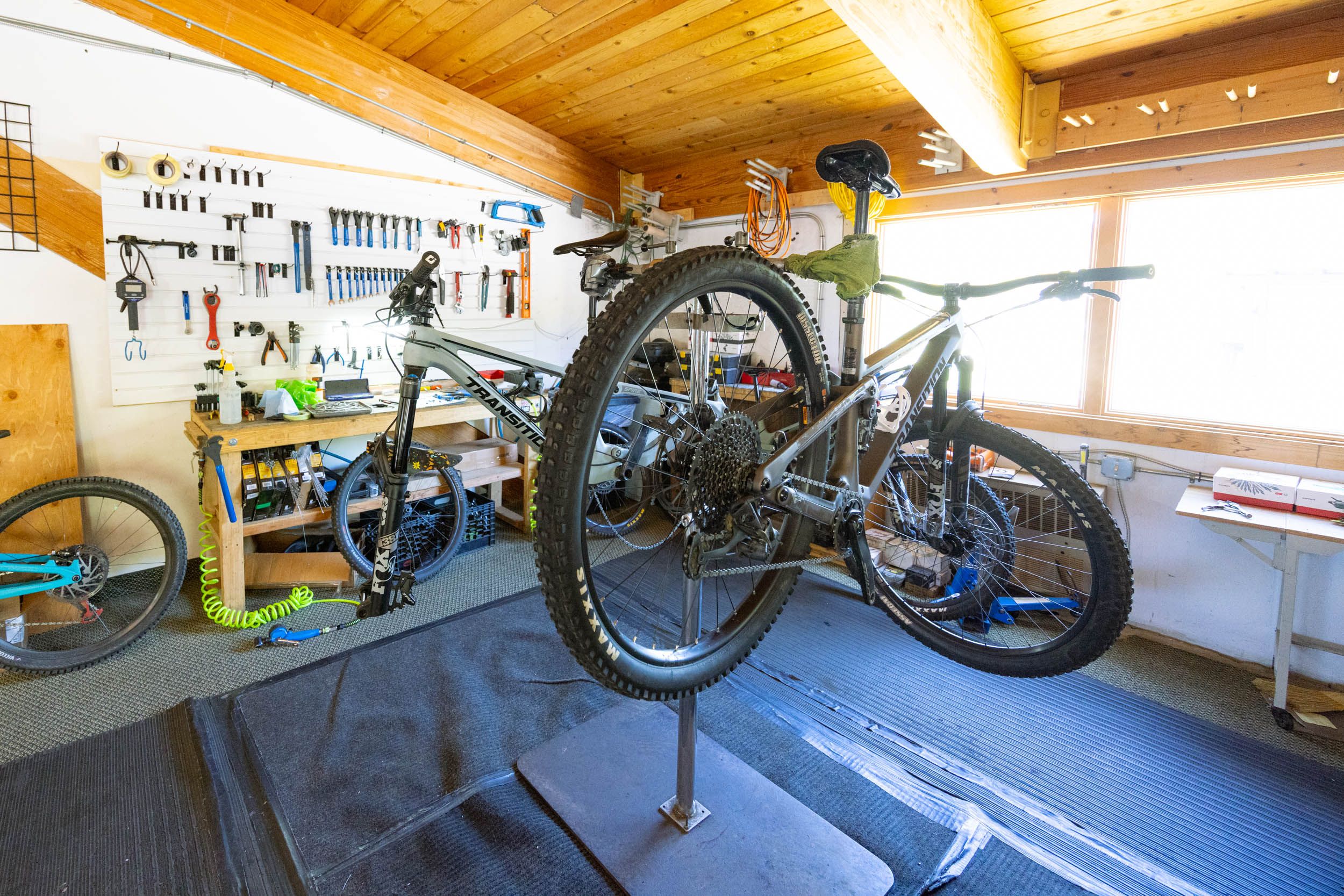 Bike handle in shop