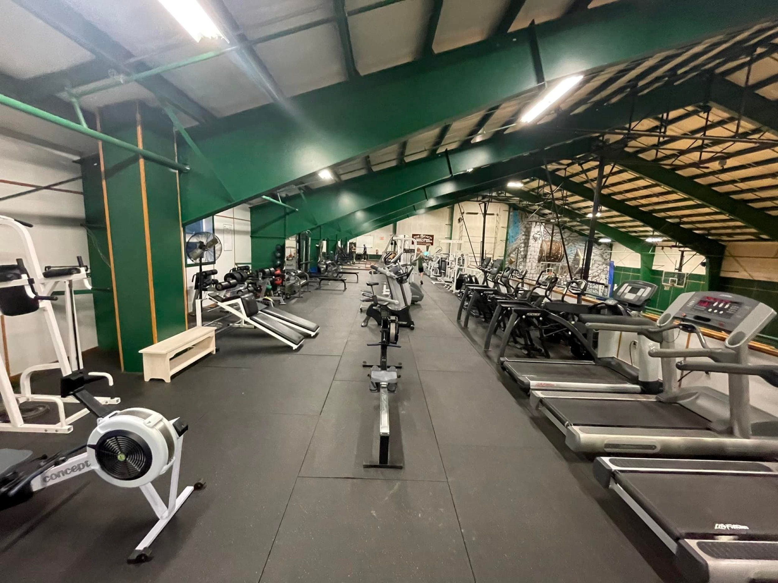 A gym rat's dream: an empty gym, sparkling clean 